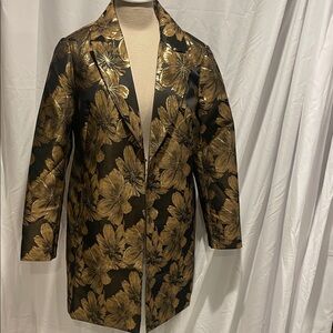 Chico's Black and Gold Floral Blazer